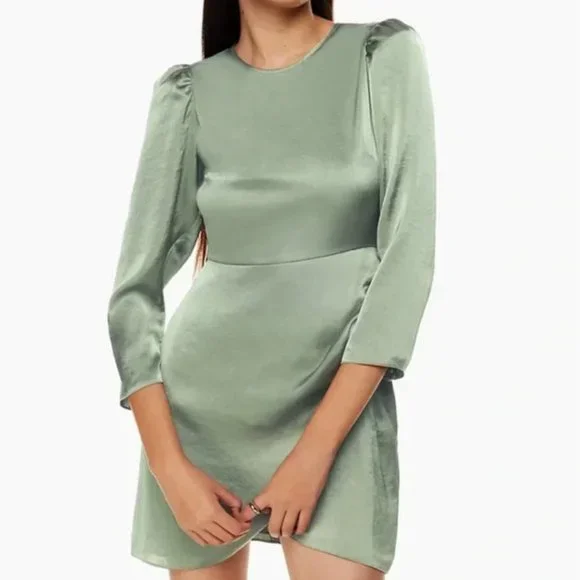 aritzia sage gree satin dress Exclusive Satin Dress